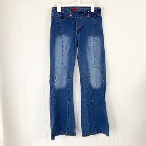 Y2K Vanilla Blue Wash Studded Flare Jeans Size 9 Medium Mid-rise